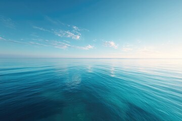 Obraz premium serene seascape capturing vast horizon of ocean on world oceans day illustrating subtle beauty and understated elegance