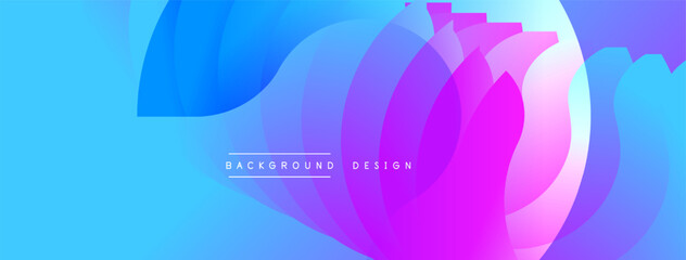 Abstract flowing shapes, vibrant blue, purple gradients. Modern design, dynamic composition, smooth transitions create visual interest.