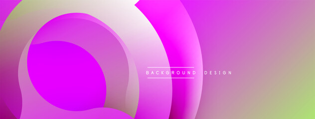 Abstract pink, green gradient circles overlap. Modern design, smooth transitions create dynamic visual effect. Background suitable for presentations.