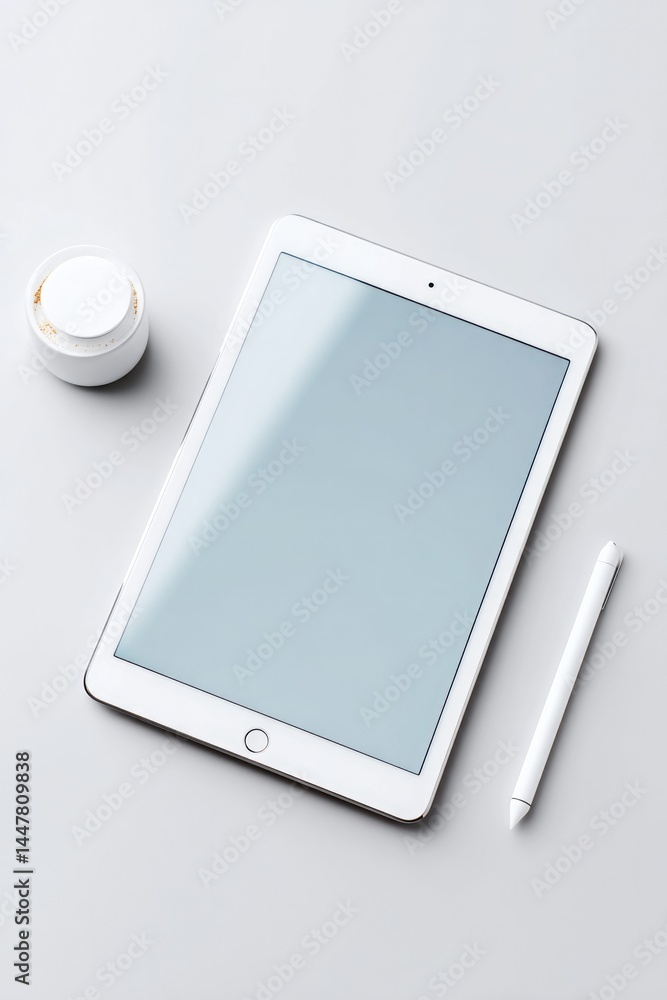 Aufkleber sleek minimalist digital device on stark white background with ample copy space