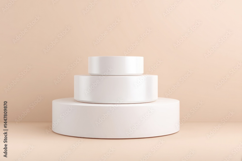 Aufkleber sleek minimalistic podium set against pure background perfect for displaying cosmetics with ample co