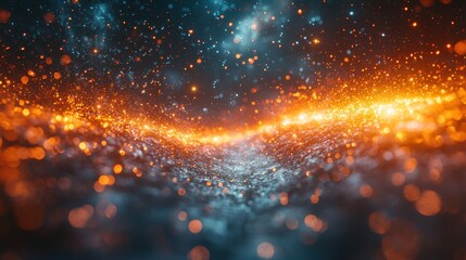 Abstract Space with Glowing Particles and Light Trail
