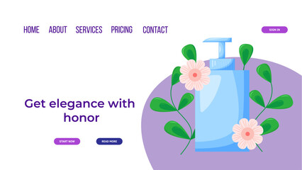 Web page design template for beauty, spa, wellness, natural products, cosmetics, body care.