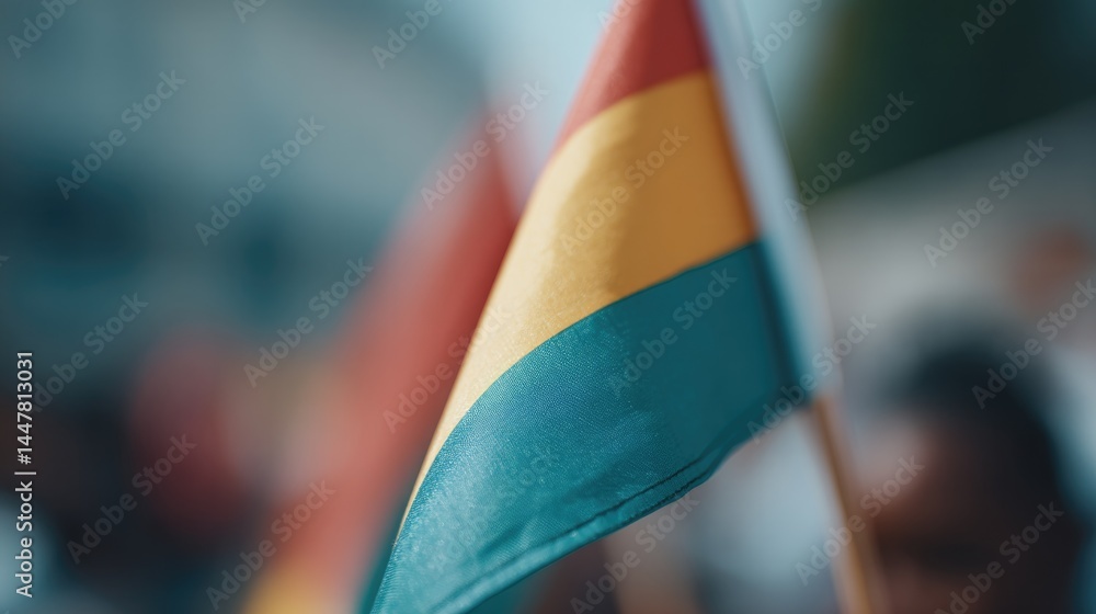 Aufkleber capture minimalistic celebration of juneteenth with flags or symbols in focus and people in backgrou