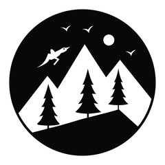 Fototapeta premium Majestic Mountains Night Sky Silhouette