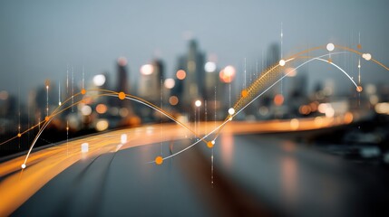 Cityscape with Digital Network Overlay