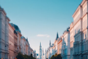 Naklejka premium capture charm of european travels with blurred people in background emphasizing movement