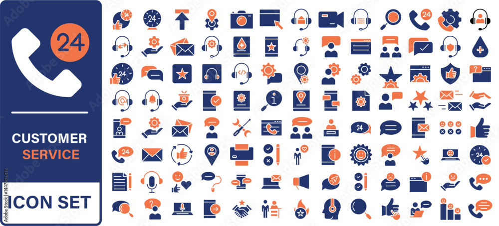 Poster customer service and support - outline icon collection. thin line set contains such icons as online 