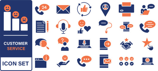 Customer Service and Support - Outline Icon Collection. Thin Line Set contains such Icons as Online Help, Helpdesk, Quick Response, Feedback and more. Simple web icons set