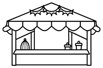 Obraz premium Holiday Market Stall Outline Drawing