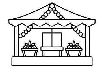 Obraz premium Holiday Market Stall Outline Drawing