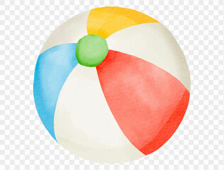 Colorful beach ball illustration perfect for summer, vacation, and beach party designs in a playful watercolor style.vector