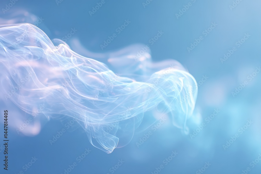Poster close-up of swirling mist and smoke capturing ethereal minimalistic atmosphere with abundant copy sp