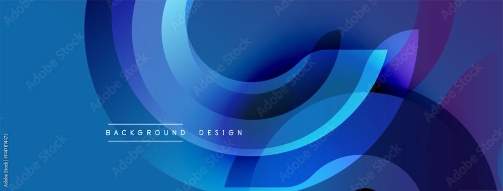 Poster Abstract blue waves, flowing shapes create dynamic background. Modern design with gradient colors, smooth transitions.