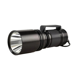 Blank black flashlight isolated on transparent background