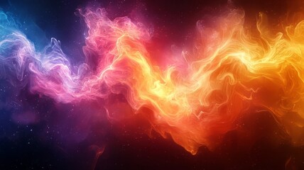 Obraz premium Vibrant cosmic swirl of colorful nebula gases, blending hues of blue, pink, and orange, creating a mesmerizing abstract backdrop for creative projects.
