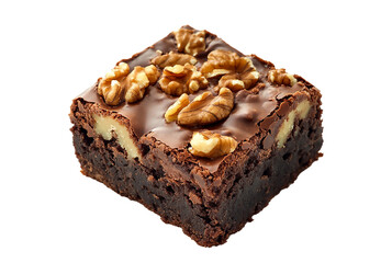 Nutty chocolate brownie with walnut pieces decadent treats transparent background