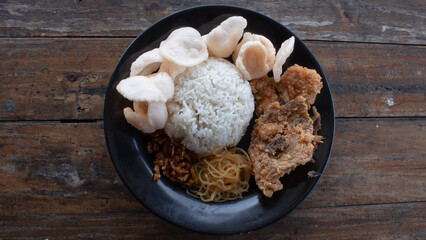 Spicy Crushed Fried Chicken with Rice – Indonesian Ayam Geprek