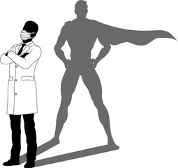 Superhero Doctor With Super Hero Shadow Silhouette