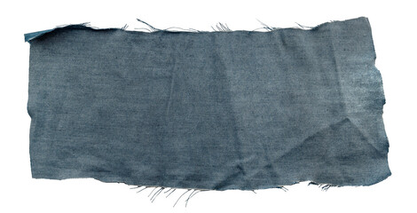 Piece of torn denim on a white background. Denim texture
