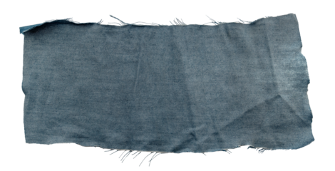 Piece of torn denim on a white background. Denim texture