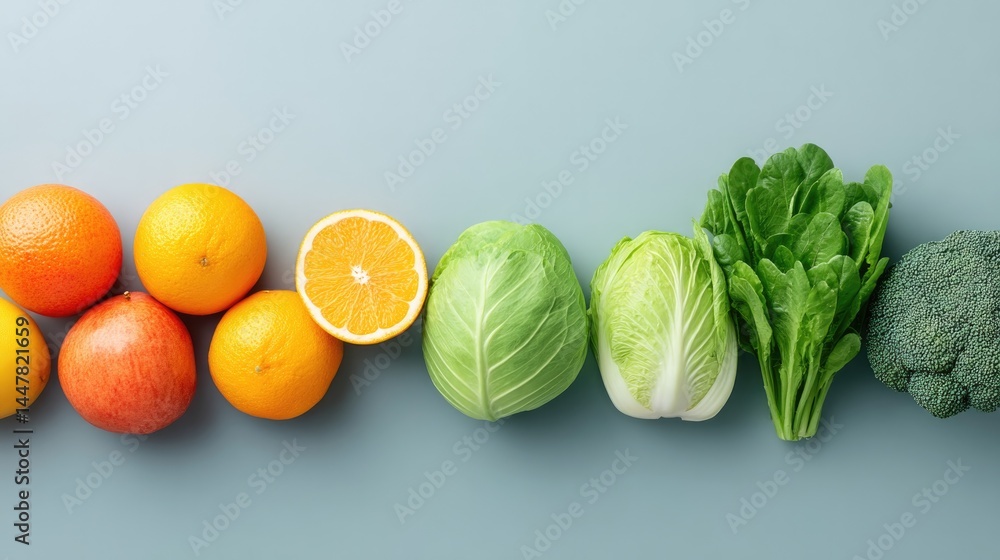 Poster minimalistic arrangement of non-gmo labeled foods with ample copy space on clean background