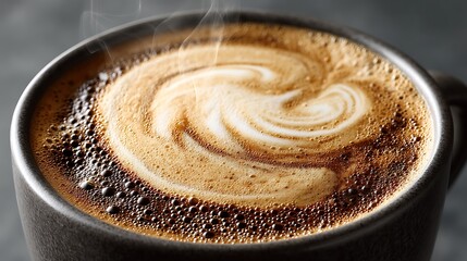 Espresso close up: frothy swirl with brown crema