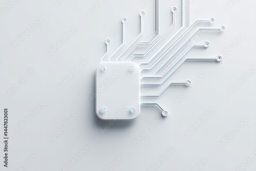 Aufkleber minimalistic image of digital connections represented by simple circuit board design on white backgr