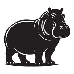 Naklejka premium Bold hippopotamus silhouette vector designed for striking brand visuals – hippopotamus silhouette – hippopotamus vector – hippopotamus illustration – silhouette of hippopotamus