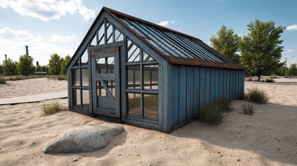 Deserted glass greenhouse aged grunge bac-1 - background seamless design