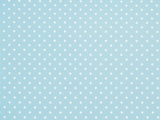 Simple seamless pattern background featuring classic small white polka dots evenly spaced on a light blue textured paper surface.
