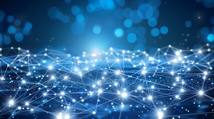 Fototapeta premium Abstract Blue Network with Glowing Points and Lines