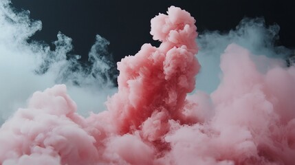 Pink Smoke Clouds Creating Mystical Atmosphere in Dark Background for Creative Projects