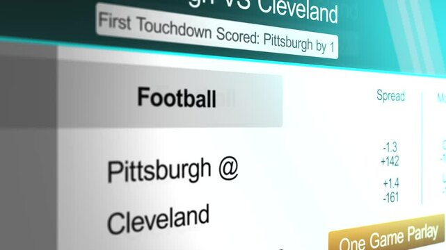 Sports Betting Interface Generic Football Game - Pittsburgh VS Cleveland