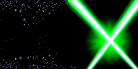 May The 4th Be With You with neon glowing lighting green laser sword. Star wars day poster design template. vector illustration