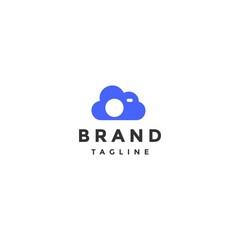 Simple Blue Cloudy Camera Logo Design. Simple Blue Cloud Camera Silhouette Logo Design.