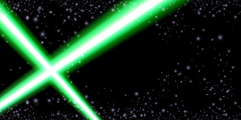 May The 4th Be With You with neon glowing lighting green laser sword. Star wars day poster design template. vector illustration