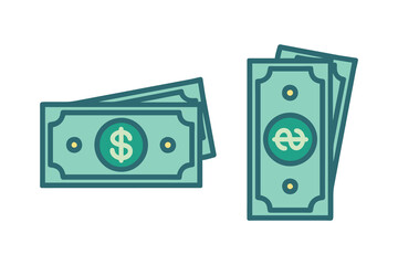 Currency Banknotes Vector Illustration, Money Icon, Financial Cash Symbol Graphic, Stacked Currency Notes Clipart, Money Bills Vector Design, Banknotes symbol
