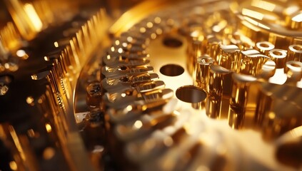 Golden Gears: A Close-Up of Intricate Machinery
