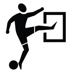 Soccer Player Kicking Ball Towards Goal