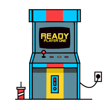 recommend clip art: Retro Arcade Game Machine Illustration - Flat Design