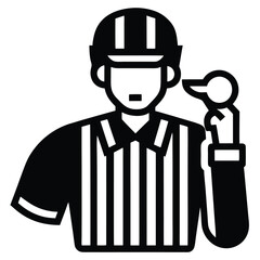 Referee Whistle Blowing Icon Sports Official Illustration