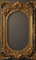 Ornate gold vintage frame, swirling floral motifs, classic style , texture, gold, carved