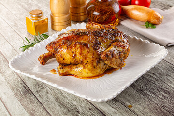 Baked in oven whole chicken with spices