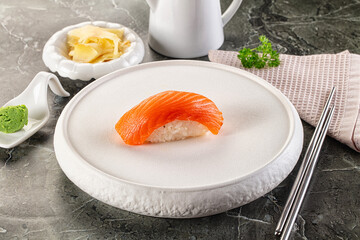 Japanese cuisine - sushi with salmon