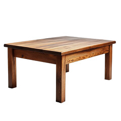 A wooden table with a natural finish. It has a simple, yet elegant design, showcasing the beauty of the wood grain.