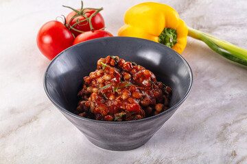 Black eye beans wutg tomato sauce