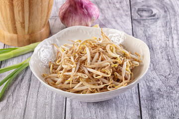 Raw vegetarian soybean sprouts heap
