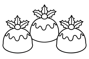 Festive Pudding Line Art Illustration