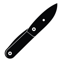Sleek Black Folding Knife Icon